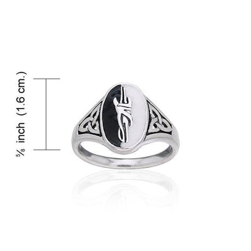 Yin Yang Signet Silver Ring TRI265 - Jewelry